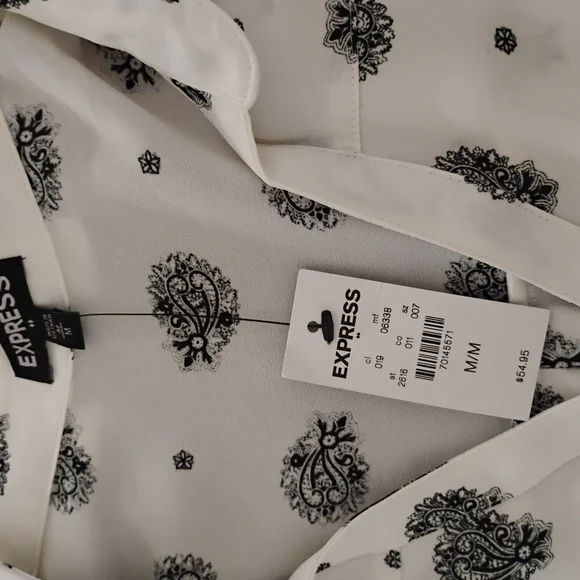Express White and Black Patterned Blouse - Picture 1 of 3